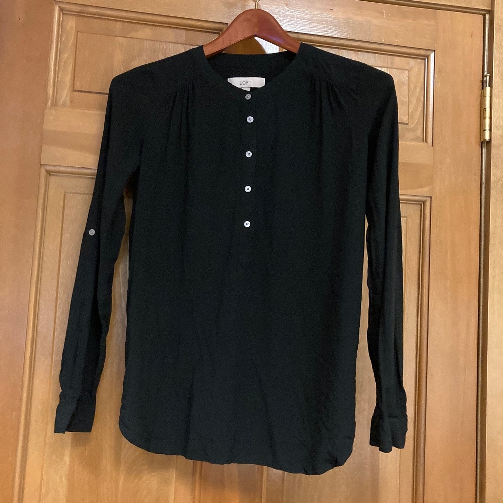 Loft Long Sleeve Black Blouse, XS
